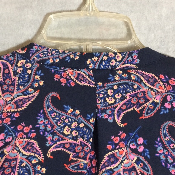 THE LIMITED Classic Paisley Print Easy Care Poly Fabric Navy w/Shades of Pink - Picture 4 of 16